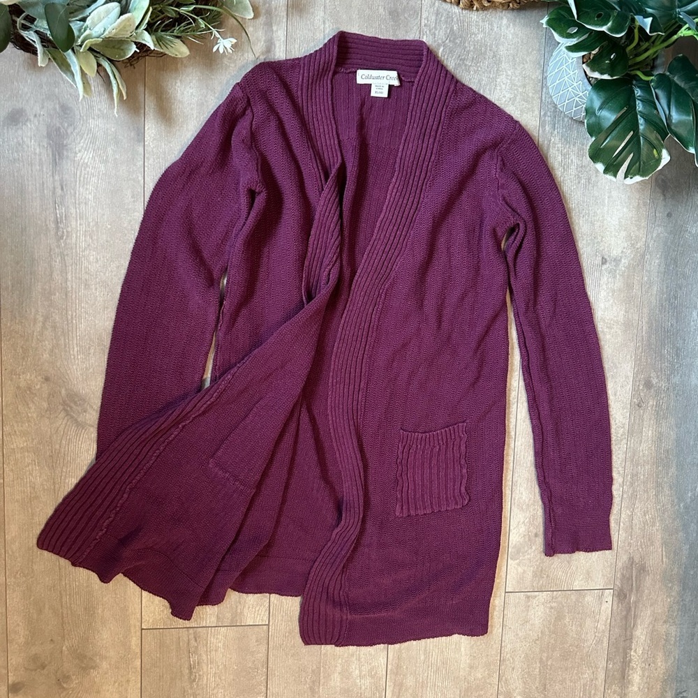 Vintage Coldwater Creek Women's Linen Cotton Open Front Cardigan Sweater Pockets